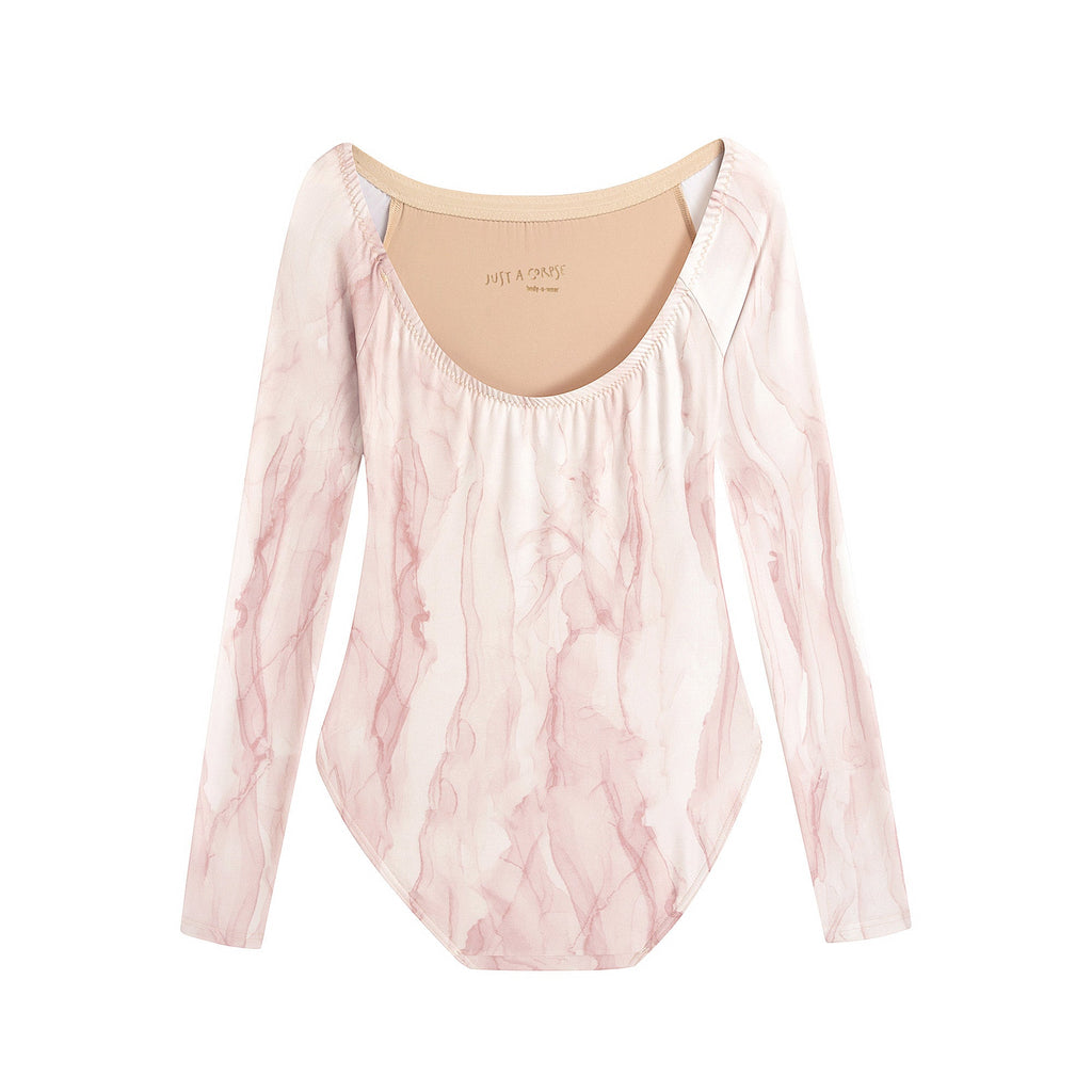Girls Light Pink Boatneck Ballet Onesies