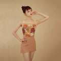 Women Gold "Peony cats" Ballet Onesies(162679566/Pique/Yellow gold)