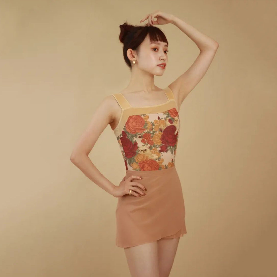 Women Gold "Peony cats" Ballet Onesies(162679566/Pique/Yellow gold)