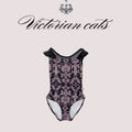 Girls Black "Victorian cats" Ballet Onesies