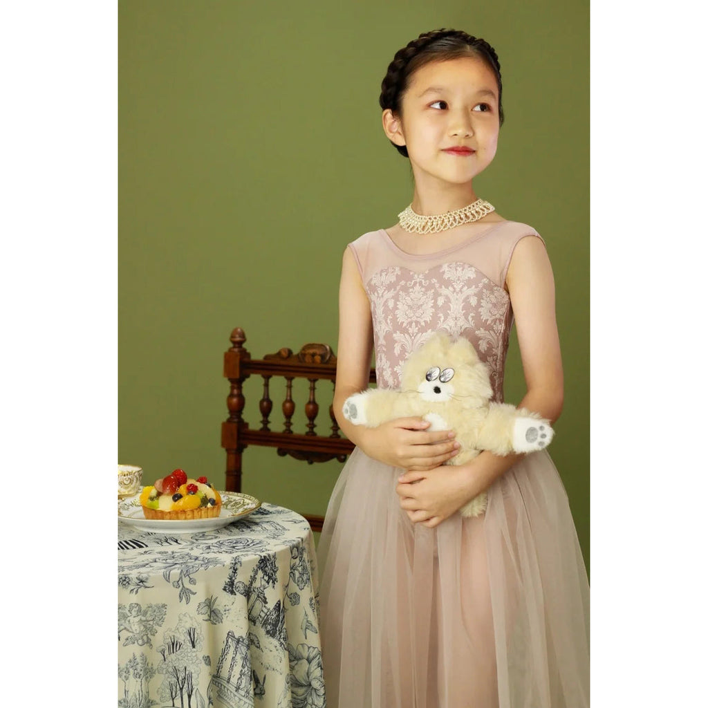 Girls Dark Pink"Victorian cats Milk tea"Ballet Onesies(178561418HL/Plie/Moss pink)