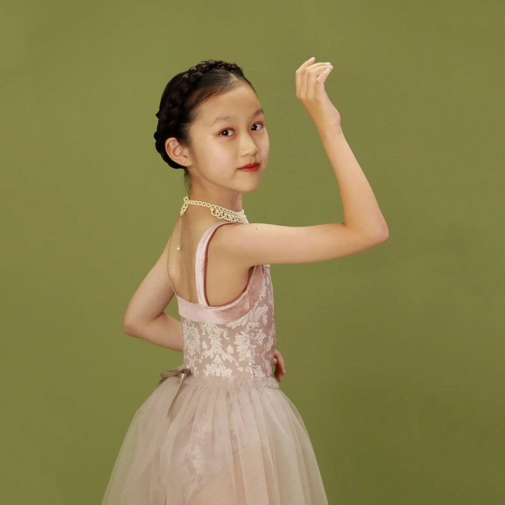 Girls Pink "Victorian cats Milk tea" Ballet Onesies