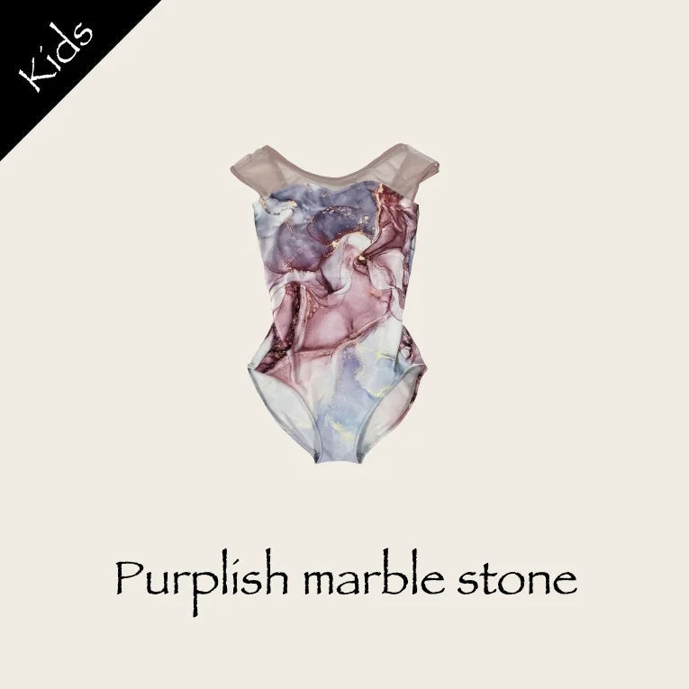 Girls Dark Pink "Purplish marble stone" Ballet Onesies