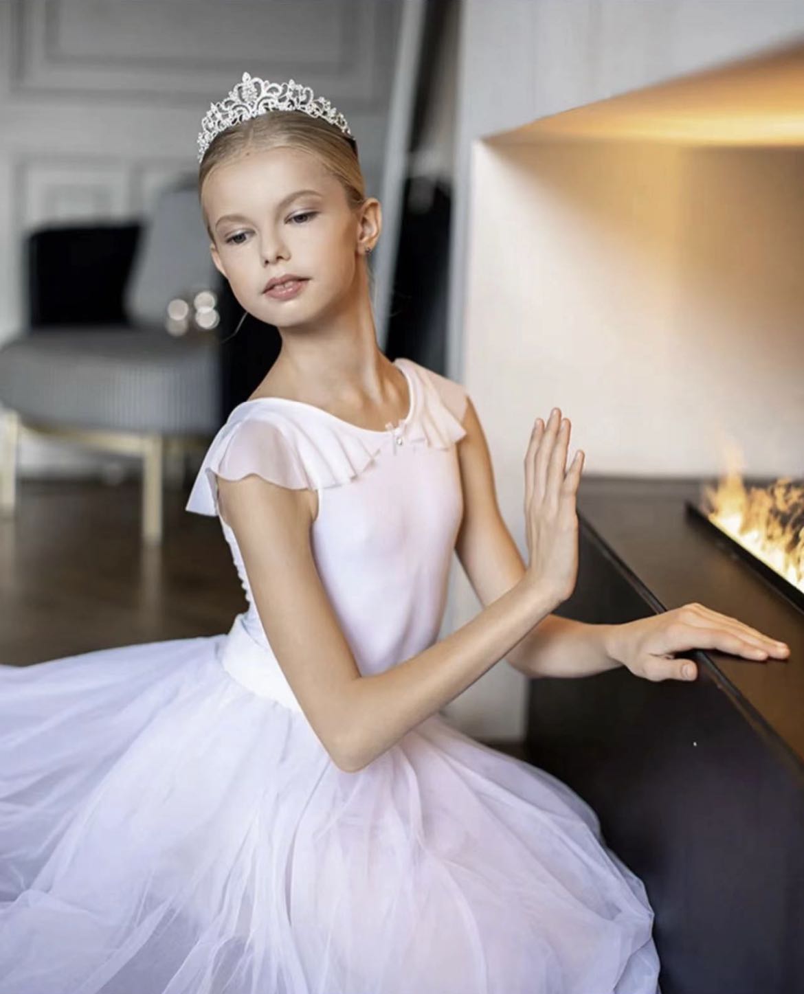 Girls White Ballet Skirt