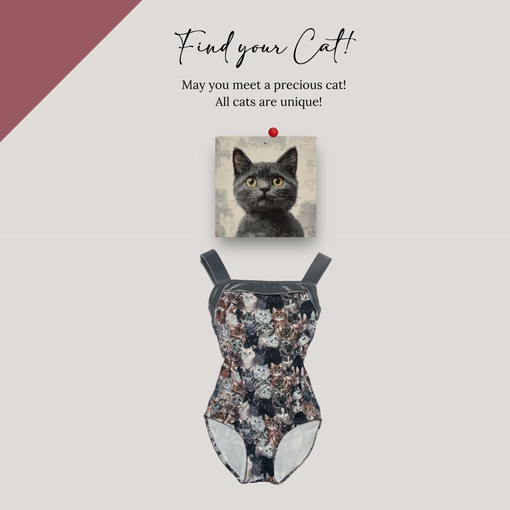 Girls Dark Grey"Find your Cat!"Ballet Onesies(179378031HL/Pique/Platina)