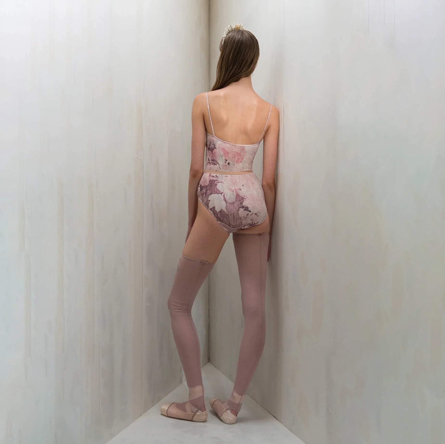 Girls Dusty Blush Printed "JUNIOR MISTY GARDEN" Ballet Onesies(J181LE01VL/dusty blush)
