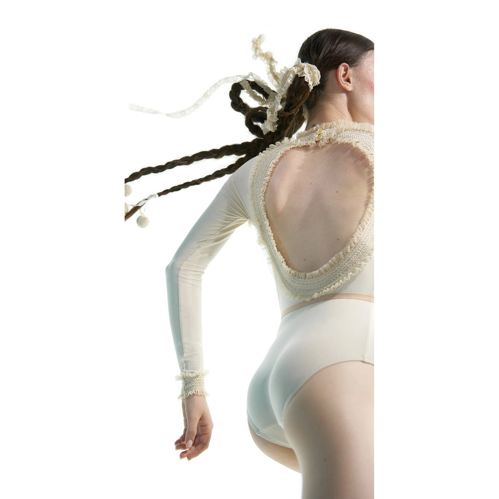 Women White "ELEANOR" Backless Ballet Onesies(181LE31VL/edelw)