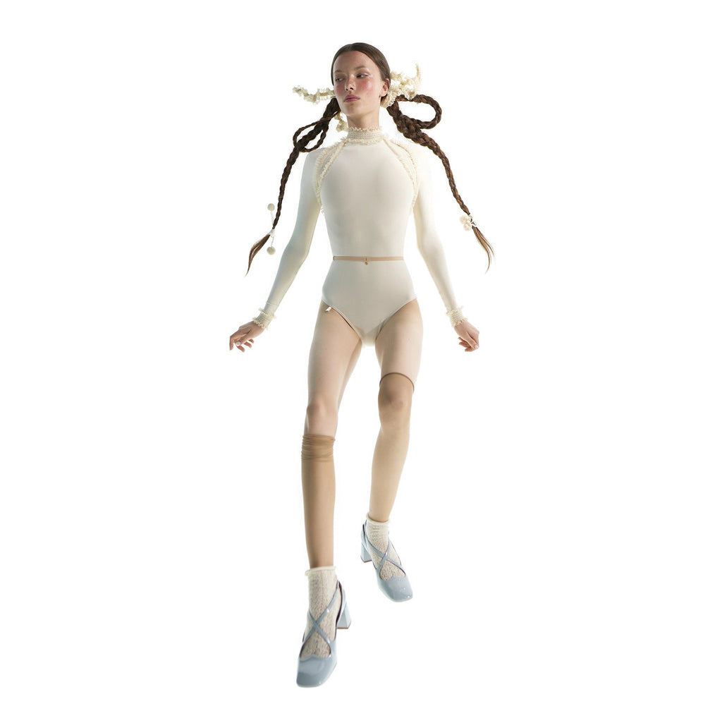 Women White "ELEANOR" Backless Ballet Onesies(181LE31VL/edelw)