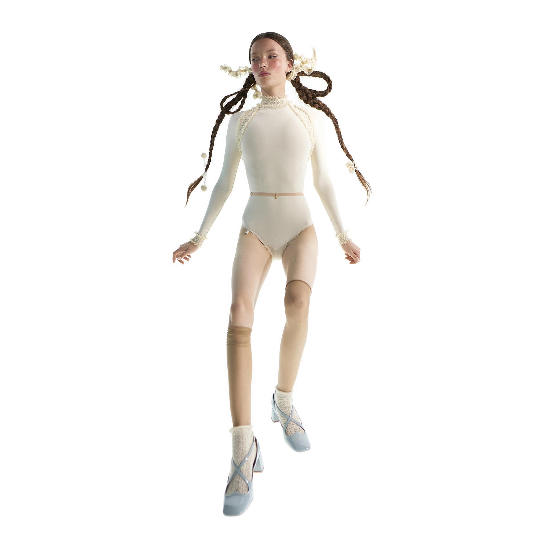 Women White "ELEANOR" Backless Ballet Onesies(181LE31VL/edelw)