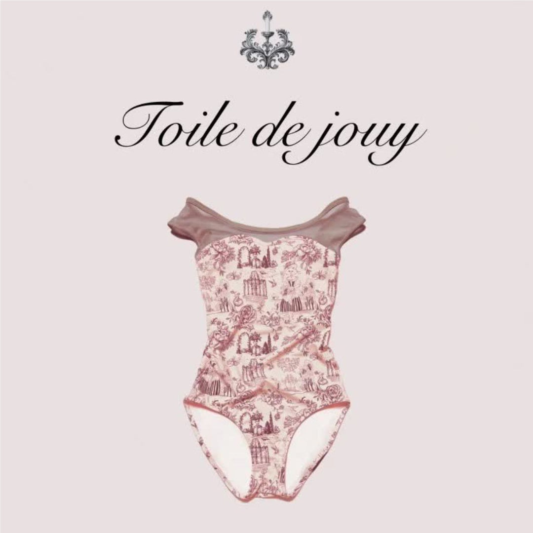 Girls Pink"Toile de Jouy" Ballet Onesies
