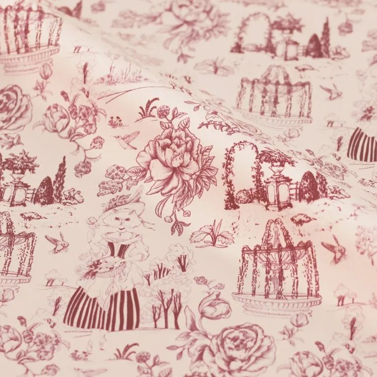 Girls Pink"Toile de Jouy Rose/Piqué/Pink"Ballet Onesies