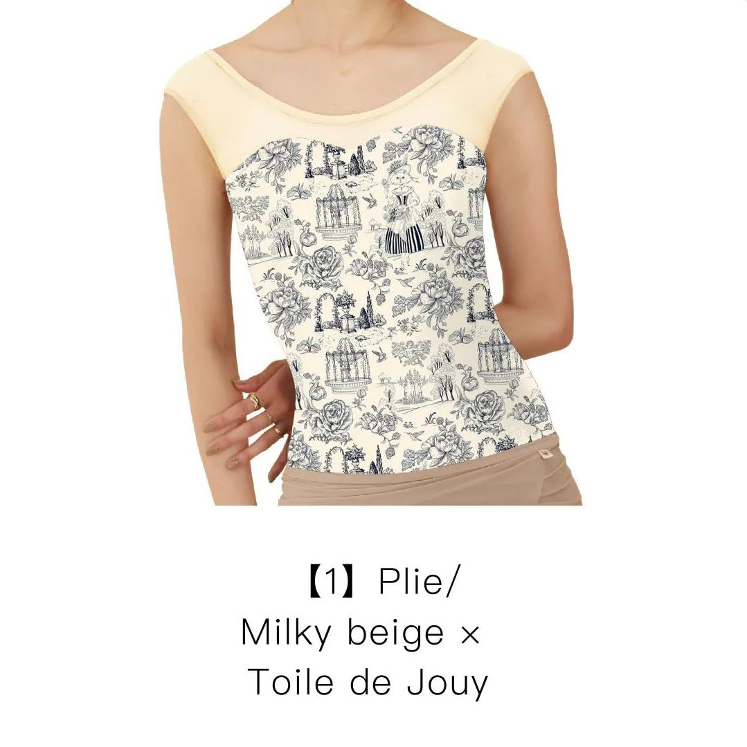 Women Beige"Toile de Jouy"Ballet Onesies(182246088/Plie/Milky beige)
