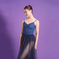 Women Navy "French flora-Bleu" Ballet Onesies(190618338/Frappe/Bleu)