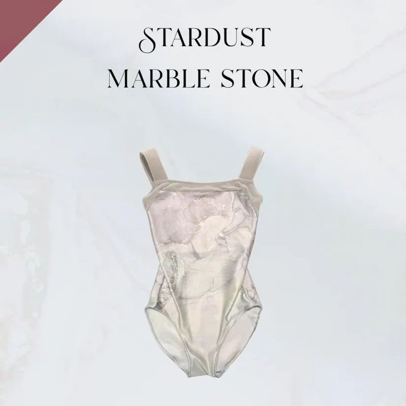 Girls Grey "Stardust marble stone" Ballet Onesies(191540385HL/Pique/White)