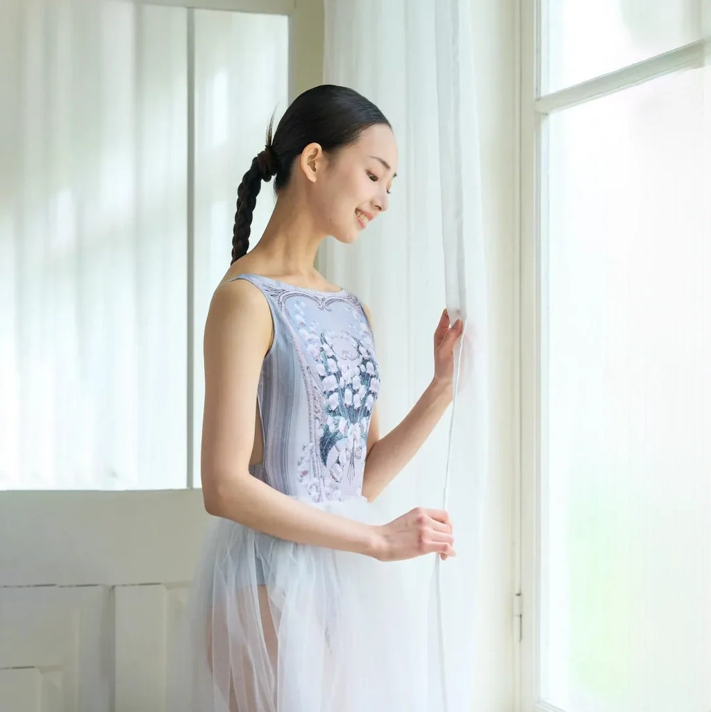 Women White "Secret garden-Muguet-Bleu Blanc" Ballet Onesies(191892174/Degage/White)