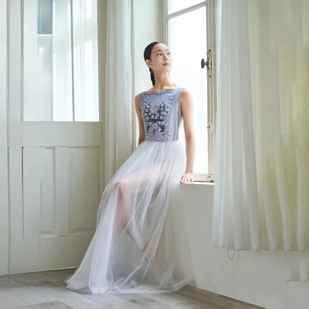 Women White "Secret garden-Muguet-Bleu Blanc" Ballet Onesies(191892174/Degage/White)