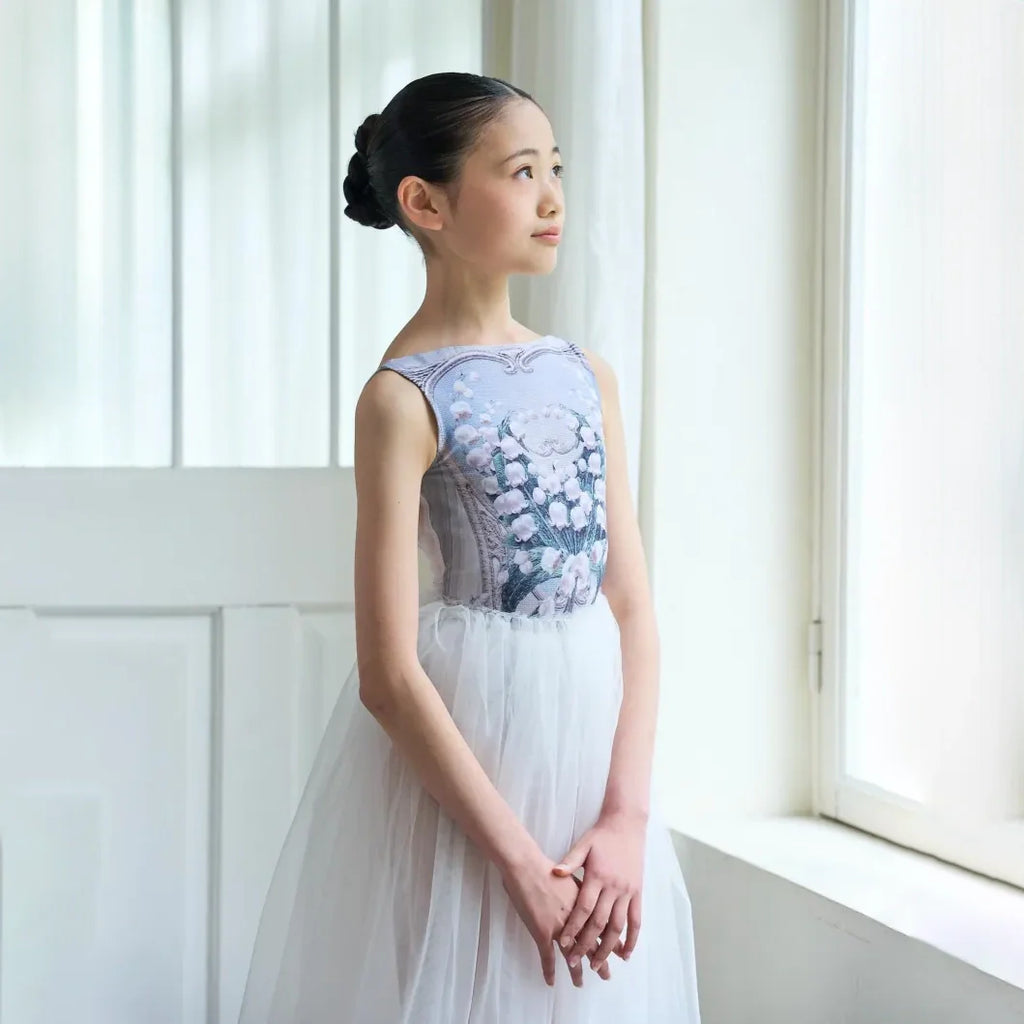 Girls White "Secret garden-Muguet-Bleu Blanc" Ballet Onesies(191892812/Degage/White)