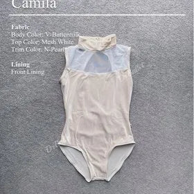 Women Milk "Camila-Mesh/V-Buttermilk/N-Pearl/Mesh-White" Ballet Onesies