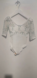 Girls White Embroidered Ballet Onesies