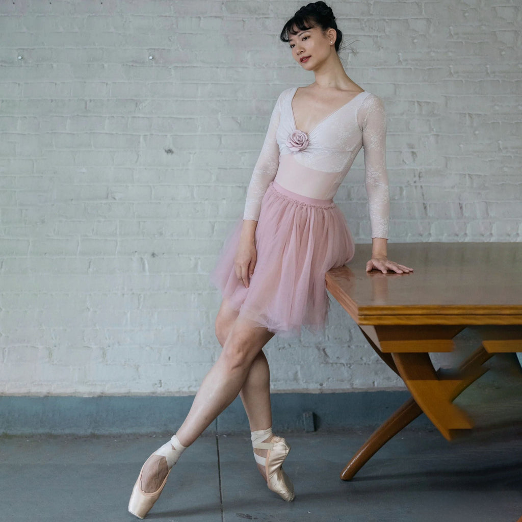 Women Pink Long Sleeves Ballet Onesies(2341/Dusty Pink)