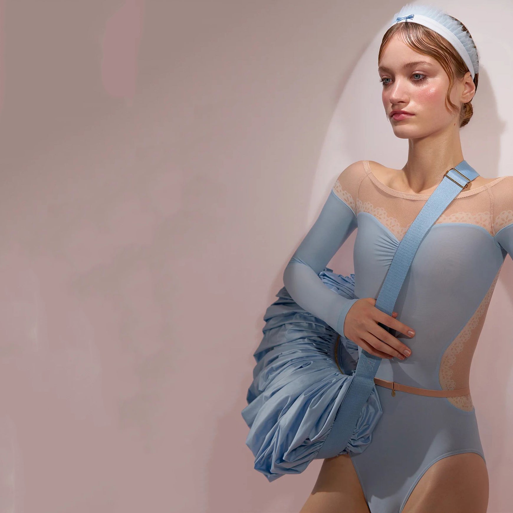 Women Light Blue'WHIPPED CREAM'Pleated Bag(35x25 cm)