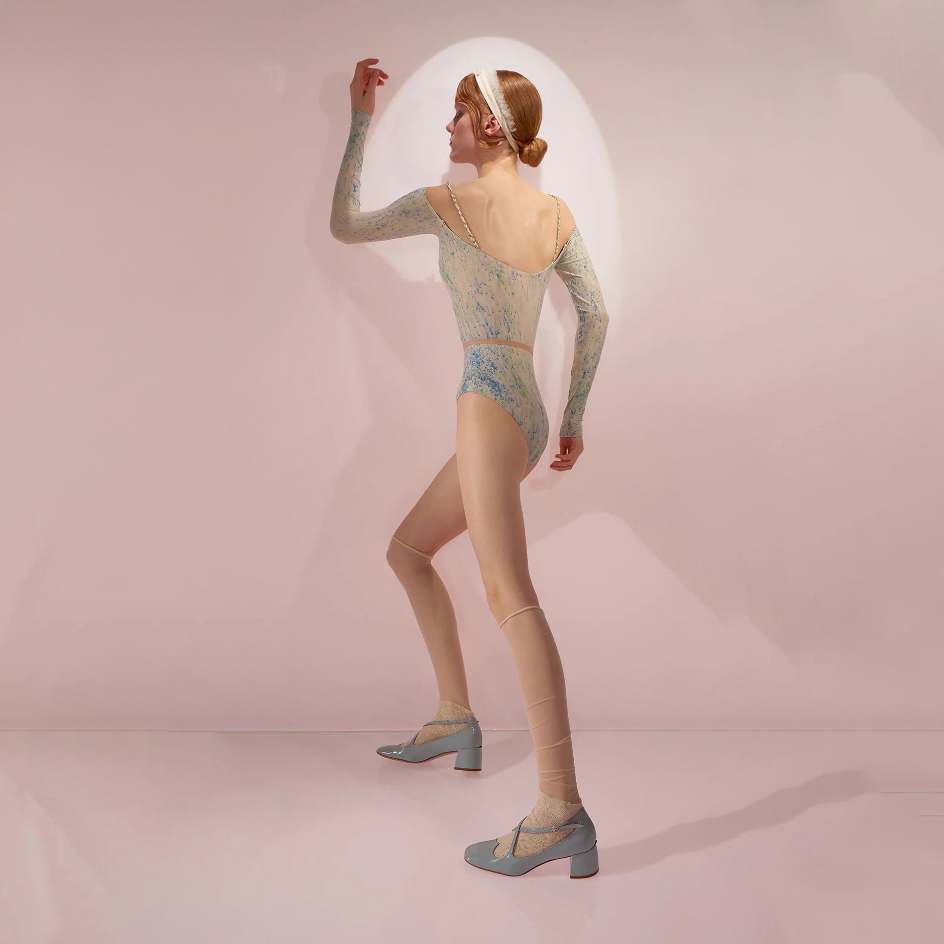 Women Blue&Green'SPRINKLE MERINGUE'Long Sleeves Ballet Onesies(242LE21VL/blue/mint)
