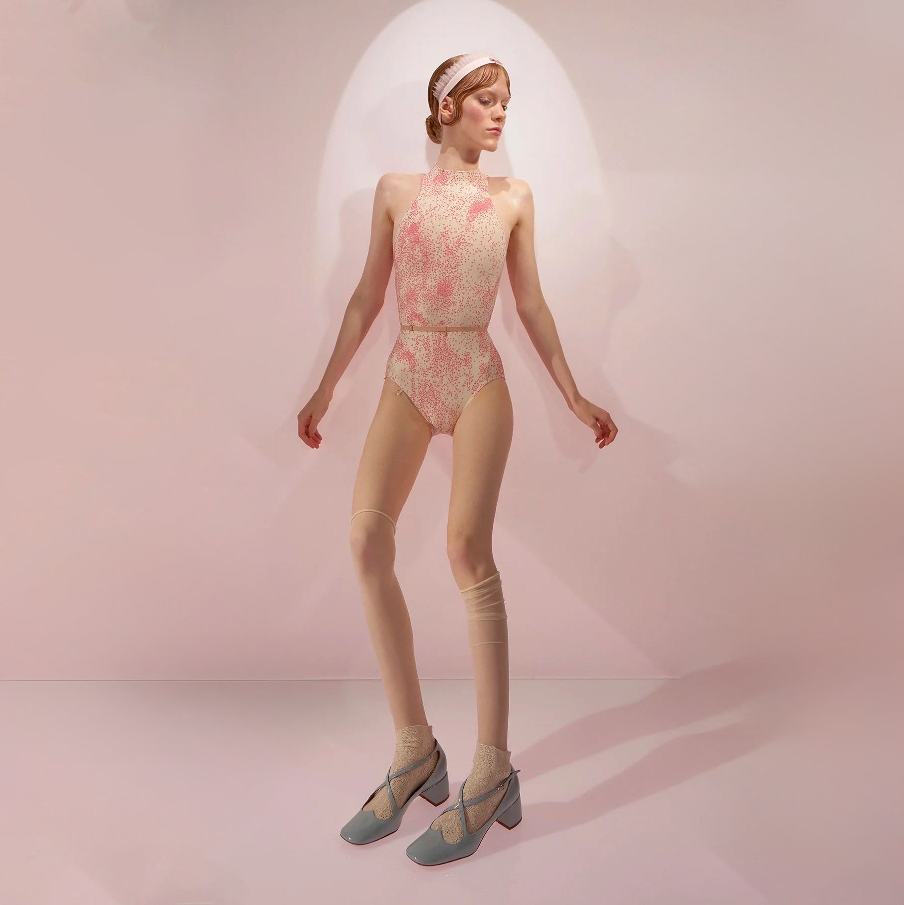 Women Pink'SPRINKLE DOT'Ballet Onesies(242LE22VL/blush)
