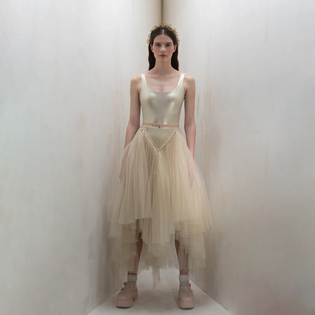 Women Vanilla "TULLE CLOUD" Ballet Skirt(253SK62FT/vanilla)