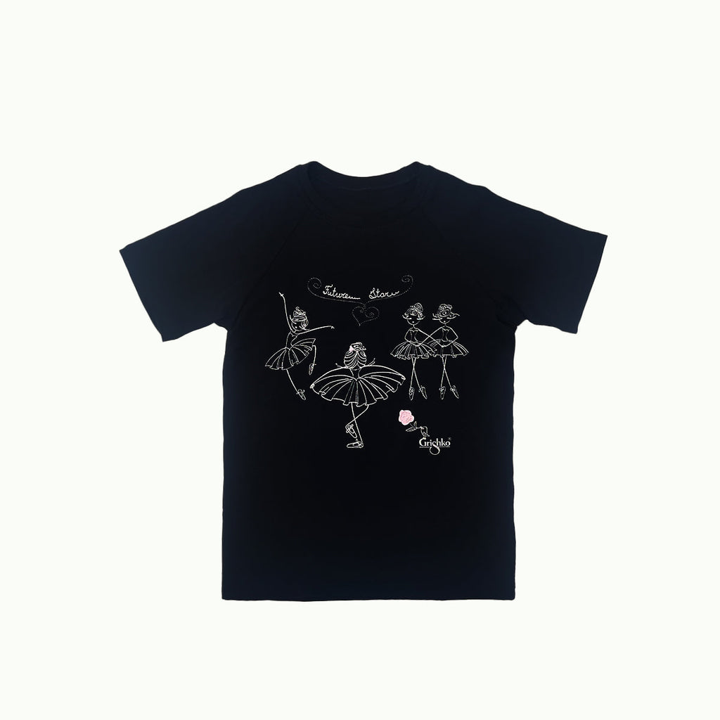 Girls Black Cotton T-Shirt