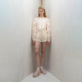 Women White "BOTANIC RICHELIEU" Round Neck Embroidered Jacket(261BL40KP/edelweiss)