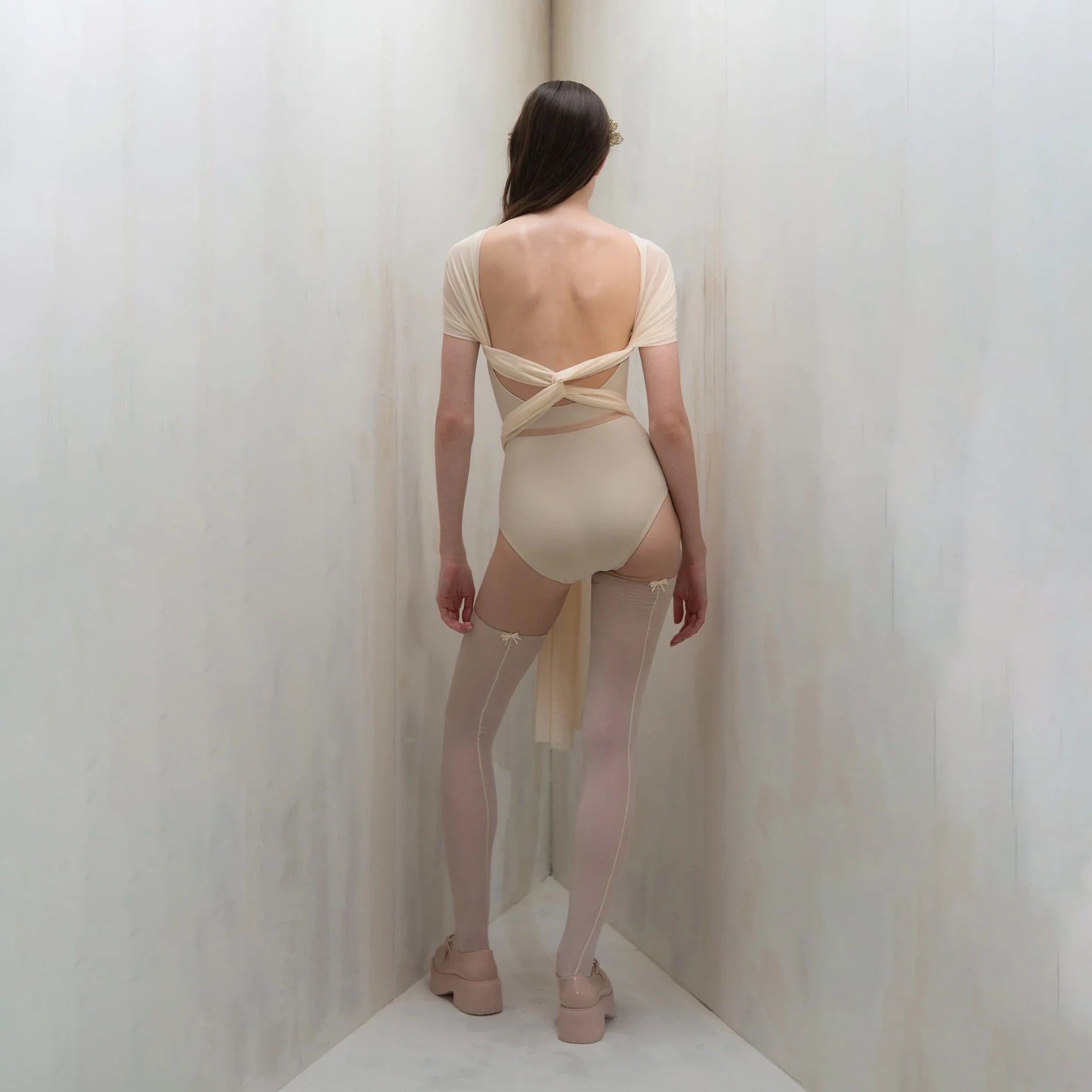 Women White "VEIL LAISSÉ" Ballet Onesies(261LE50TM/edelweiss)