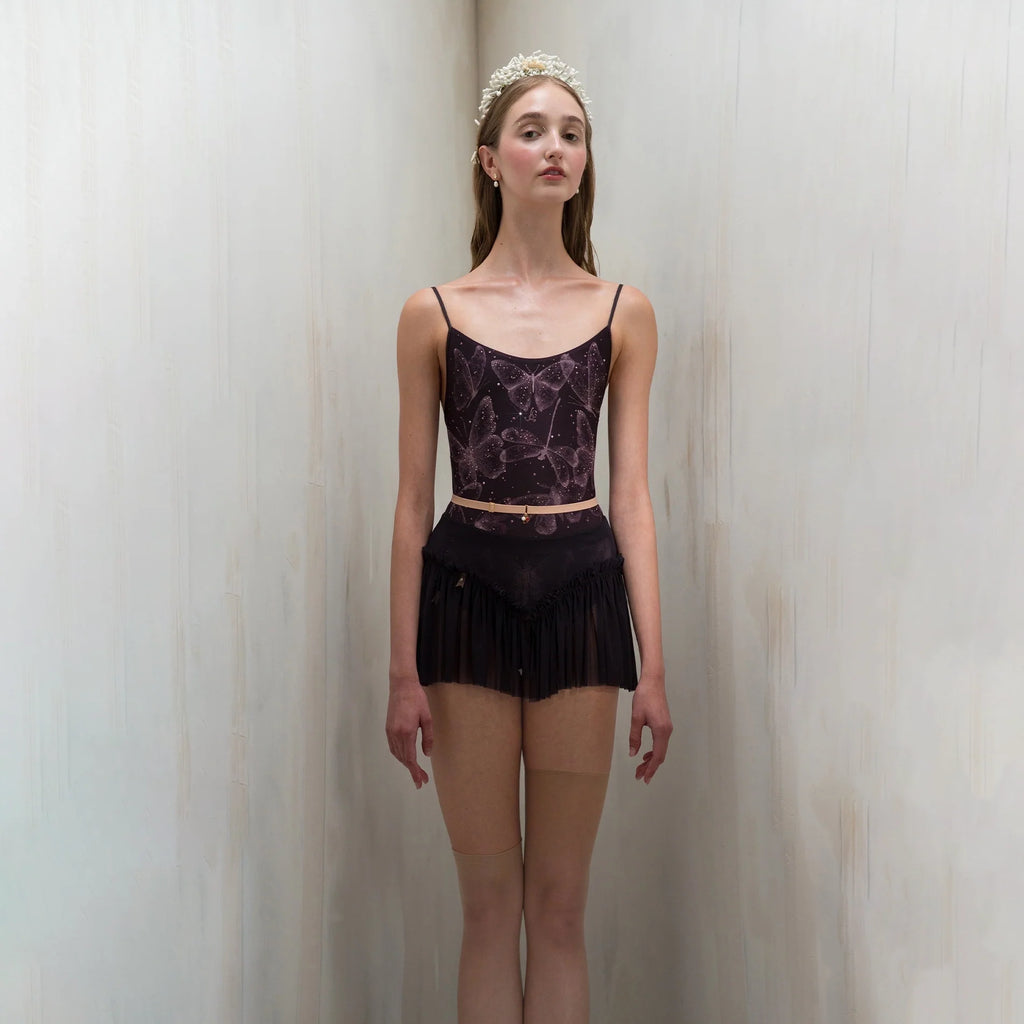 Women Dark Purple "RUCHED BUTTERFLY" Ballet Skirt(261SK05DO/deep purple)