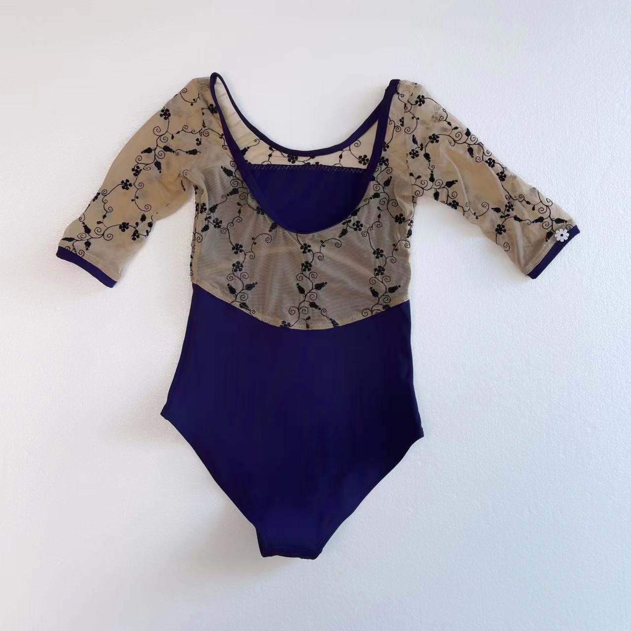 Girls Purple Embroidered Ballet Onesies