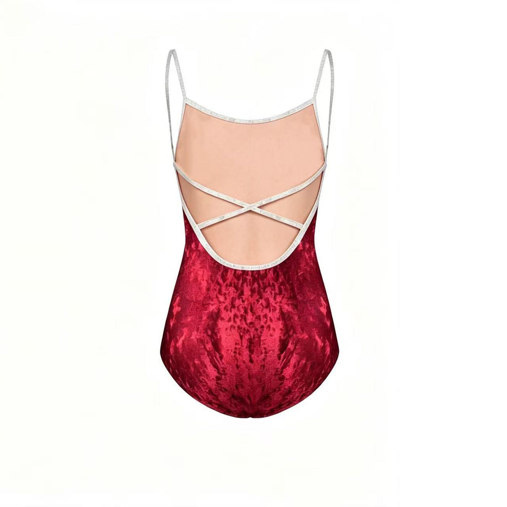 Girls Dark Red "Daniela/CV-Dark Red/CV-Silver" Ballet Onesies
