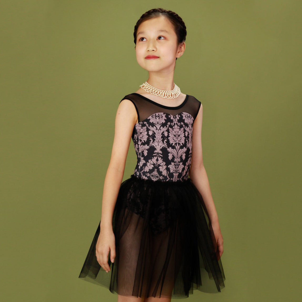 Girls Black "Victorian cats Black tea" Ballet Onesies