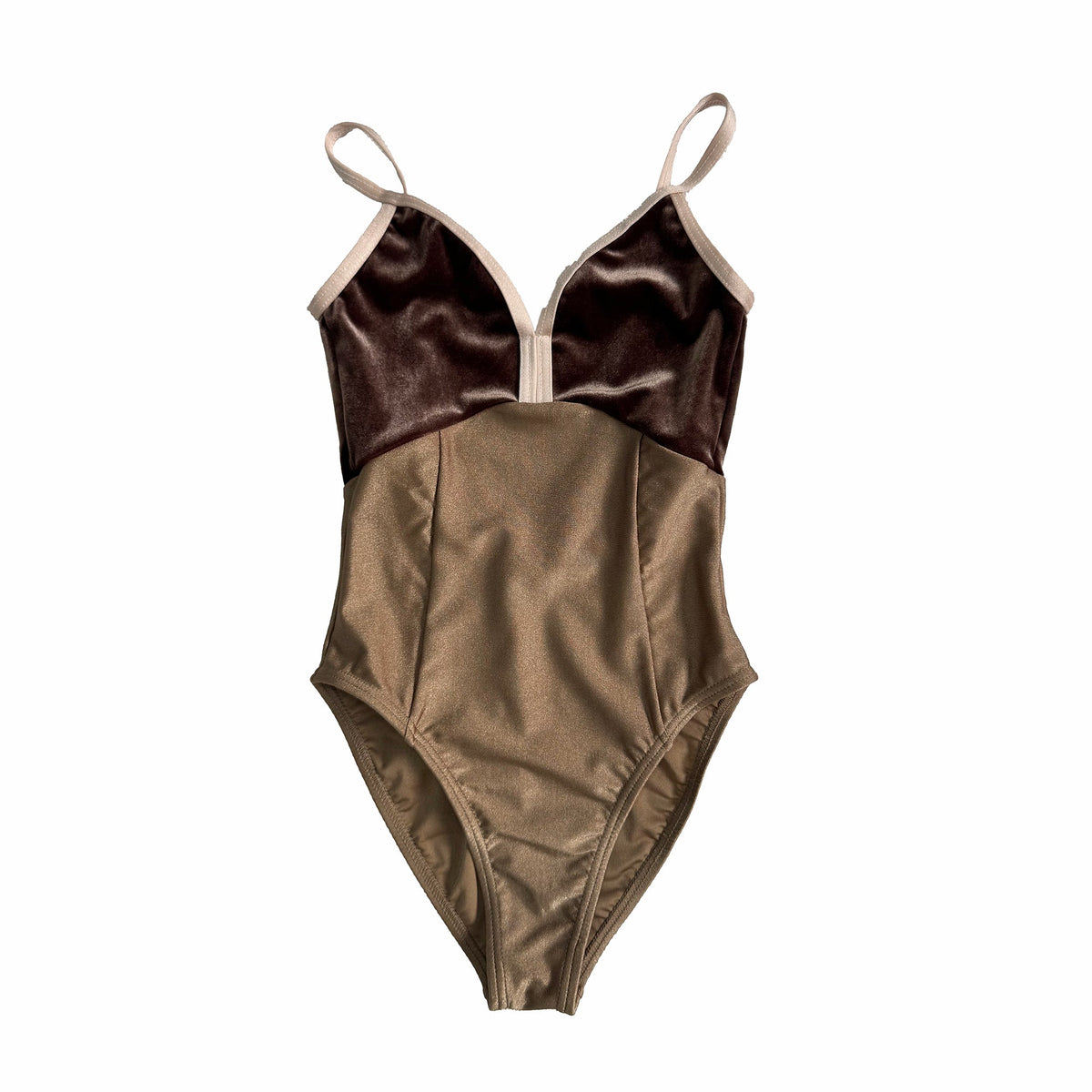 Tulip-mixmatch Velvet Leotard/Beige