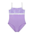 Girls Purple Embroidered Ballet Onesies