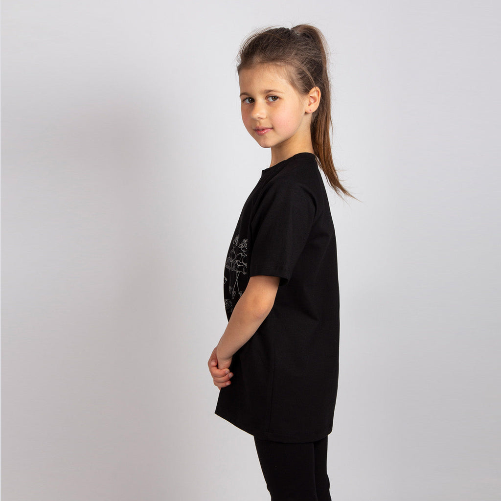 Girls Black Cotton T-Shirt