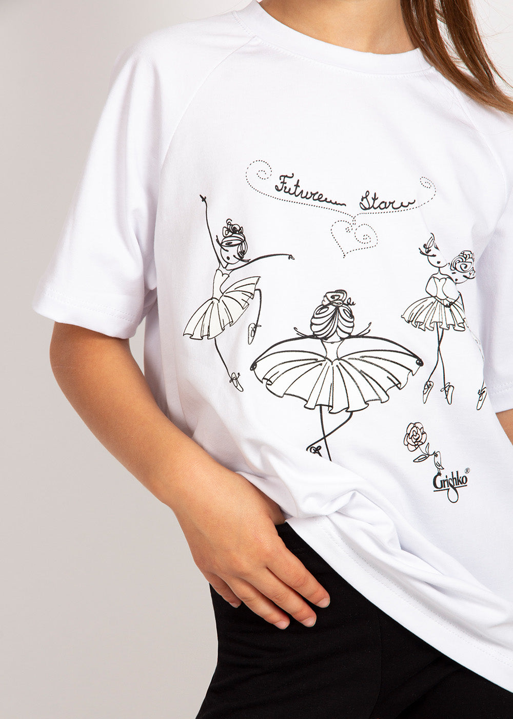 Girls White Cotton T-Shirt