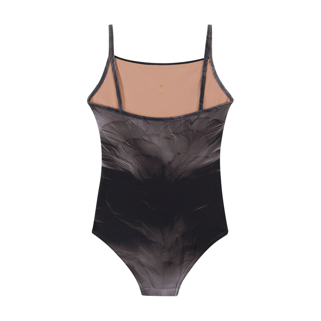 Women Black Feather Strap Ballet Onesies(181LE01VL/black)