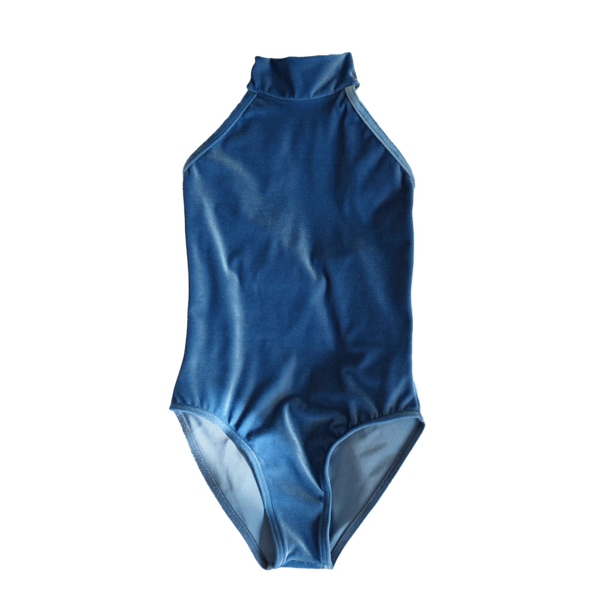 Girls Blue "Sarah" Velvet Ballet Onesies