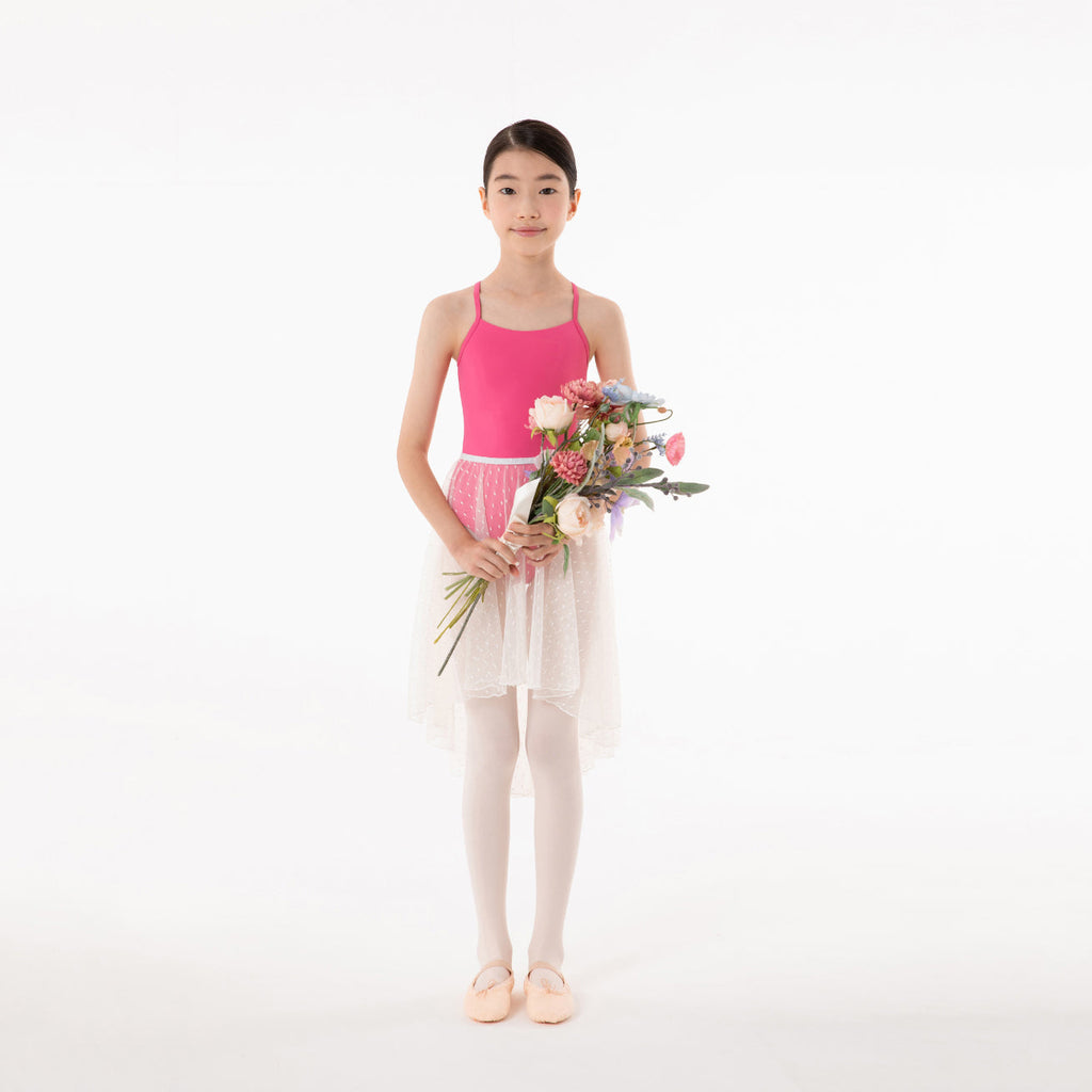 Girls White Dots Ballet Skirt