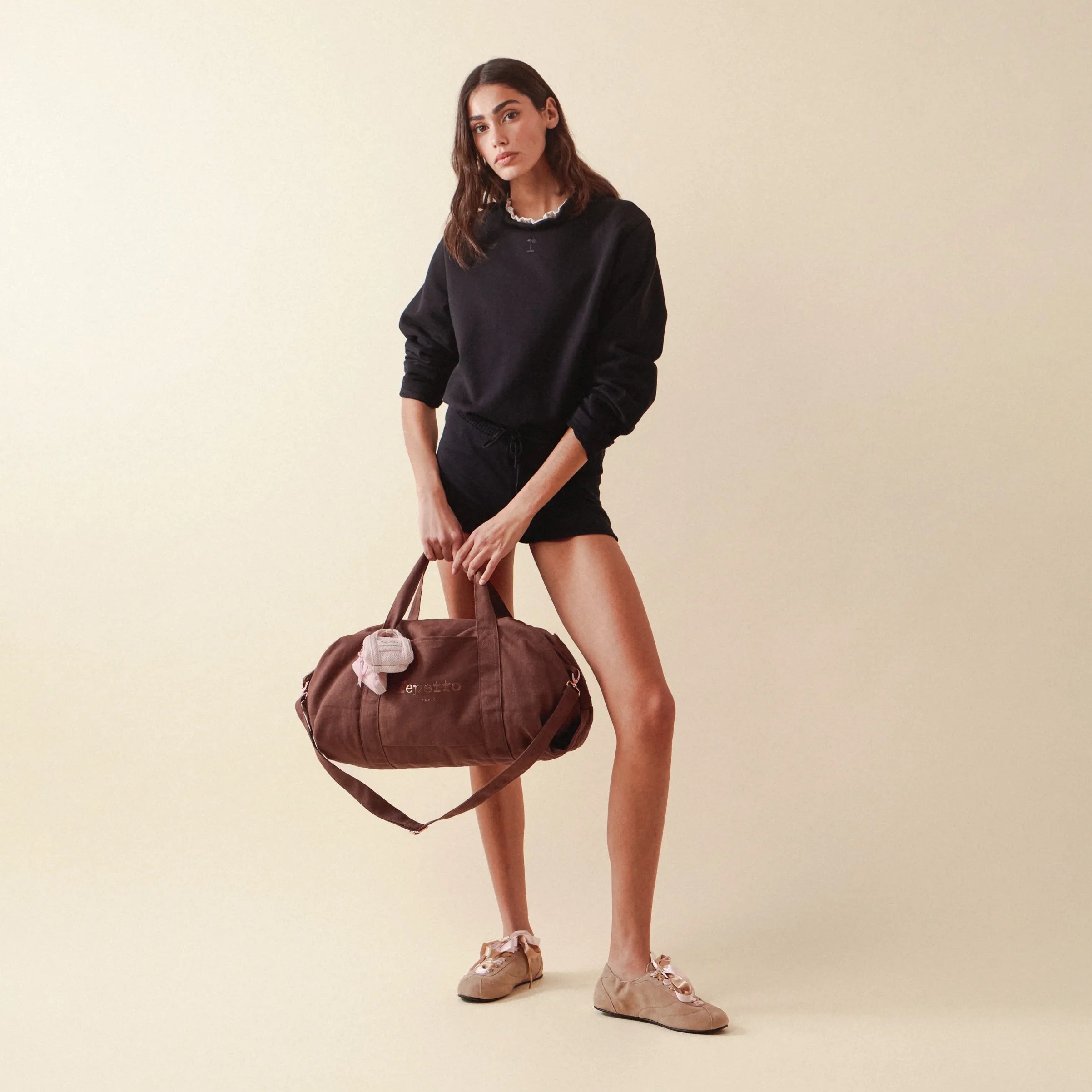Women Brown Ballet Bag With Shoulder Strap(L:H24 x W49 x D25 cm)