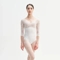 女児用ホワイト「MAIA」バレエレオタード（KC17036-C1/L01+L09+PD01 - SILK）