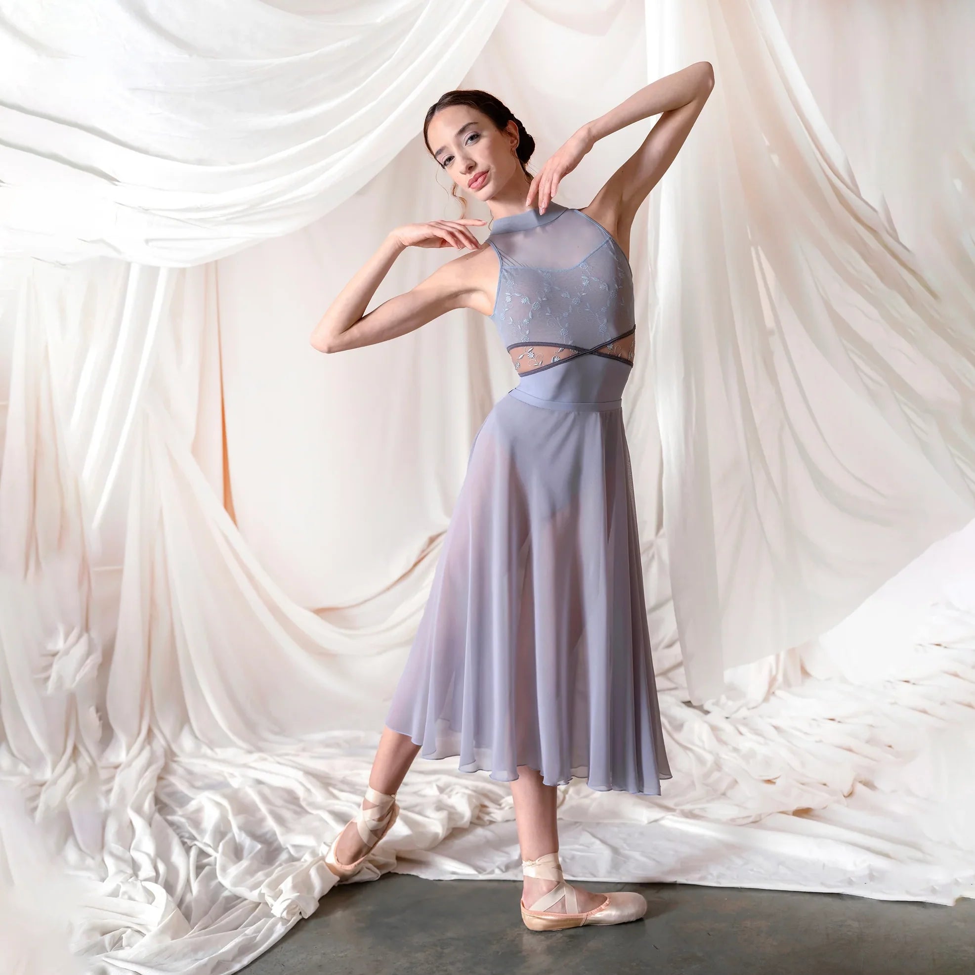 Women Misty Blue "PANDIA" Ballet Onesies(CD26121-2/L43+L09+TRD60+TP17+L44)