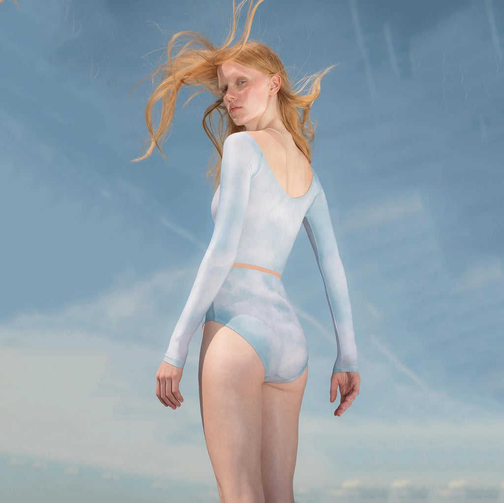 Women Sky Blue "CLOUDY" Long Sleeves Ballet Onesies(181LE20VL/sky blue)