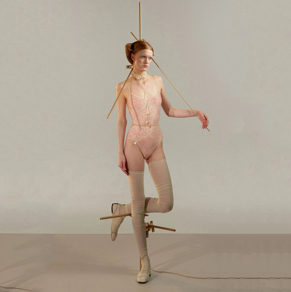 Women Light Pink"PUNCHED LEATHER"Ballet Onesies(251LE05VL/baby blush)
