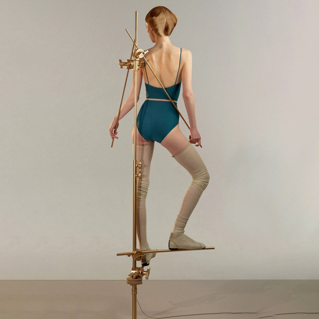 Women Blue"TEARDROP BOW"Ballet Onesies(251LE06VL/petrol)