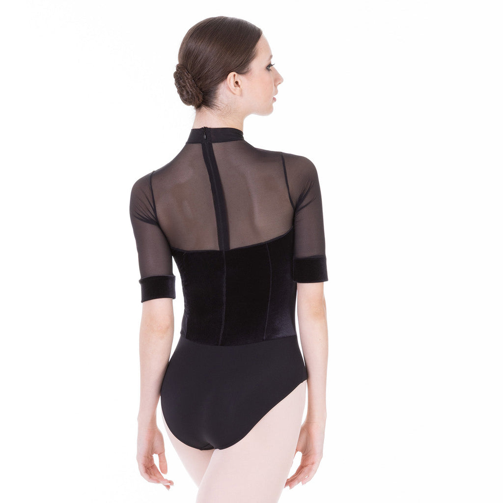 Women Black Velvet Ballet Onesies(DA5116MP/Black)