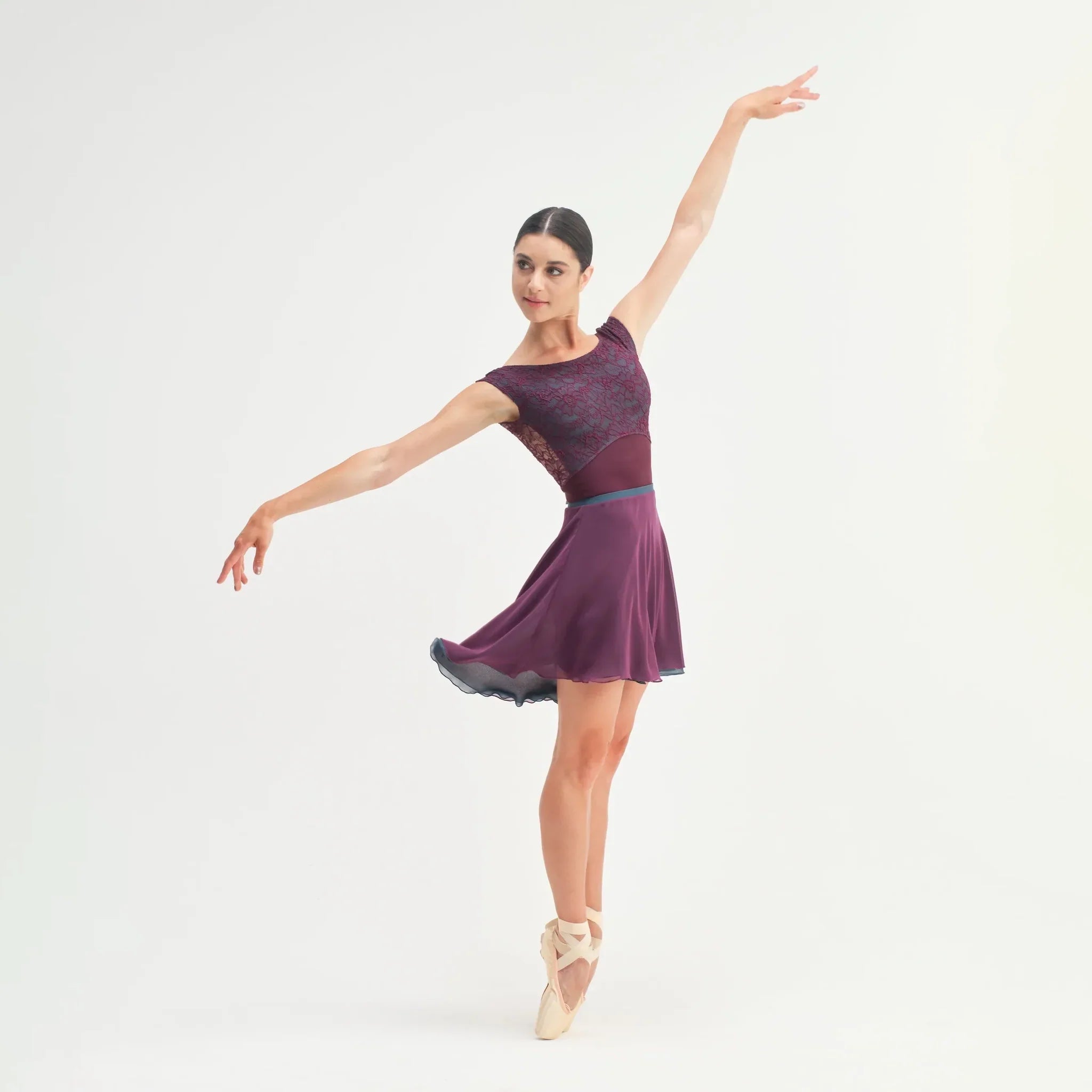 Women Blue & Wine Red "SOGNO" Reversible Ballet Skirt(CA26026-1/G14+G18+L14)